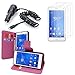 Produktbild Etui-Portemonnaie Kunstleder Buch Klappe Halterung Video für Sony Xperia z3 compact d5803 D5833 + 3 Filme Bildschirm übersichtlich + 1 Auto Autotransporter GPS Klemme rotierend einstellbar - VIOLETT12