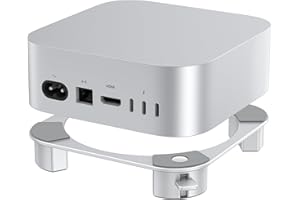 OMOTON Aluminium Stand for Mac mini M4 and M4 Pro, Easily Accessible Power Button, Ventilation & Cooling Desktop Holder Mount, Stable and Non-Slip Stand, Silver