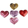 (Pack of 5) Heart Shaped Sequin Iron on Patches Embroidered Sew Appliques for DIY Outfit Pants T-Shirt(Multi)