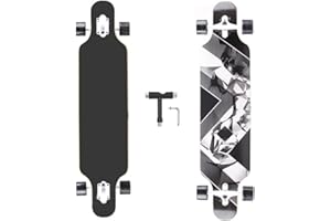 YZSZSJC Longboard Cruiser 8 couches en bois d'érable complet pour filles et adultes jeunes débutants avec outil en T et roues en polyuréthane