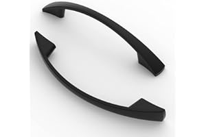 FURNIWARE Pack of 5 Cabinet Pulls, Zinc Alloy Drawer Pulls, Hardware Modern Kitchen Cabinet Door Handles, for Kitchen and Bathroom Cabinets Cupboard, Matt Black-96mm(3.8 Inch) Hole Center