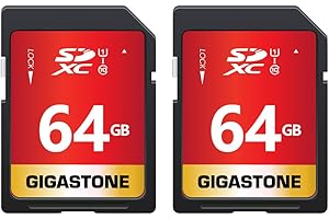 Gigastone 64GB SDXC Memory Card, 2 Pack Premium Series, Transfer Speed Up to 80MB/s for Photos, Videos, Music, Files, Camcorder, Camera, PC, Class 10 U1 UHS-I