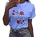 Produktbild Aberimy T Shirt Damen Sommer Kurzarm Teenager Mädchen Rose Drucken Einfach Loose Casual T-Shirt Modern Mode Frauen Lose Shirt Tops Oberteil Hemd Bluse Pullover T-Shirt Crop Top #48