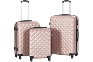 vidaXL Kofferset 3-TLG. Hartschalenkoffer Handgepäck Koffer Rollkoffer Reisekoffer Hartschale Trolley Set Business Reise Roségold ABS 4 Rollen S M L