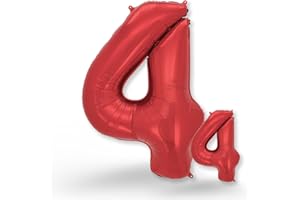 FUNXGO Globo Numero 4 rojo - 100 cm & 40cm - Globos de Cumpleãnos 4 - rojo globo 4 años cumpleaños - Decoracion 4 Cumpleaños - Adecuado para cumpleaños, fiestas sorpresas, fiestas