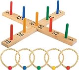 Outdoor active Ringwurfspiel aus Holz inklusive 5 Wurfringen, 1 Stück