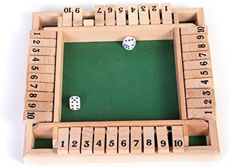 Vidatoy Deluxe Four Sided 10 Number Shut the Box Board Game Wooden Toy (8.9" * 8.9")