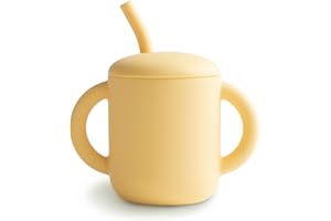 Mushie Learning Cup with Soft Straw | from 6 Months | Safe, High-Quality & Durable Cup for Toddlers Baby Boys & Girls | (Pale Daffodil)