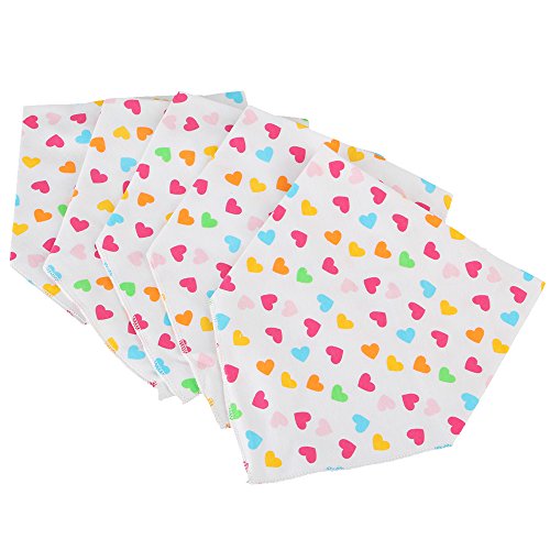 Multicolor Heart Pattern Baby Toddler Bandana Bibs Saliva Towel Dribble Triangle Head Scarf Pack of 5