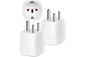 Adattatore Presa India - Vutizal 2 pezzi Adattatore Universale da Viaggio - Adattatore da 2 pin Europa a 3 pin per il Sudafrica, Nepal, Sri Lanka, Russia, Mozambico tipo D