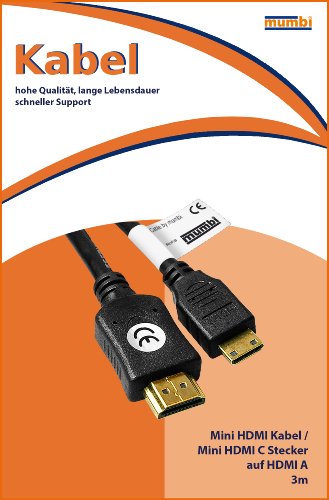 mumbi mini HDMI-Kabel (Mini HDMI C Stecker auf HDMI A Stecker, Upscaler 1080p, 3m) - 2