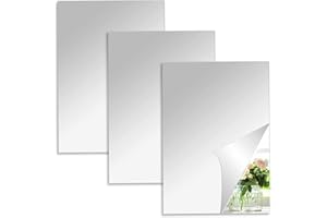 Pmueuff Specchio Adesivo da Parete, 3 Pezzi Specchio da Parete Adesivo Acrilico Specchi Rettangolare Specchi Muro Flessibile Specchio da Parete Grande per Camera, Soggiorno, Armadio, Palestra, 30x40cm