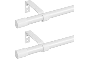 Vita gardinstänger 2-pack, gardinstång för fönster 71 till 48 tum, 5/8 tum diameter metall standard draperistång set med fäst