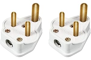 MOSCARE 2Pcs 5 Amp Round Pin Plug Lamp,Round 3 Pin Plugs for Stage Lighting Lamp(White) (2)