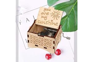 JIEDDEY Crank Music Box, Wooden Crank Music Box, You are My Sunshine Theme, Classic Gift for Birthday, Christmas, Valentine's Day, Home Decoration, Craft