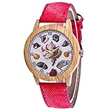 IG Invictus Damen Mode Casual Lederstrap Analog Quarz Runde Uhr T370 N Quarzuhr Rote Quarz Uhr