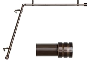 HOTOZON - Barras de cortina de esquina de 48 a 84 pulgadas, barra individual resistente para ventanas (16 a 82 pulgadas), bronce antiguo, remates de tapa de extremo