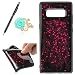 Produktbild Galaxy Note 8 Case Hülle,Uposao Bling Bling Glittzer Soft Silikon TPU Hülle für Samsung Galaxy Note 8 N950 Handyhülle Schutzhülle Etui Schale Schutz Backcover mit Crystal Glitze Schwarz Cover Pentagramm Sterne Roserot Design ,Eingabestift Stylus Pen, Blau Blumen Staub-Stecker