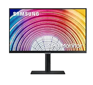 Samsung 60 Series 60.4 cm (24 inch), 2k WQHD Flat Computer Monitor (2,560 x 1,440) IPS, HDR10 (1 Billion Colors), Height Adjustable Stand, Eye Care, 75Hz LS24A600NWWXXL (Black)