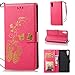 Produktbild Xperia XZ Hülle, Anlike Schutzhülle für Sony Xperia XZ (5,2 Zoll) Wallet Tasche [Butterfly geprägte Serie Bronzing] Handyhülle - Rose rot