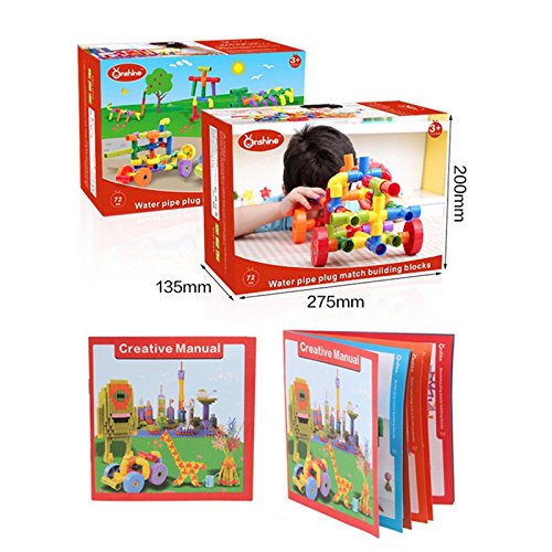 Onshine 72pcs Plastics Pipe Plug Match Building Puzzle Toys Assembling Educational Construction Toy Set for Children Boys Girls