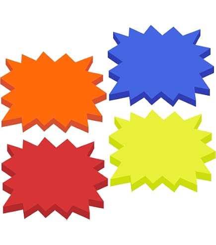 60 Tag Prezzo A Stella Fluorescenti - Colori Assortiti - 80x80 Mm Per Espositori E Negozio - 5