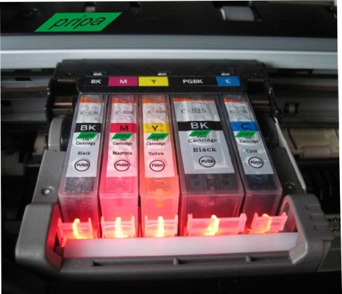 pripa 2 Satz = 10 kompatible Canon Pixma iP MP CHIP Patronen PGI- 525 bk Cli- 526 pbk c m y – 2 x Black (groß + klein) Cyan Magenta Yellow - 2