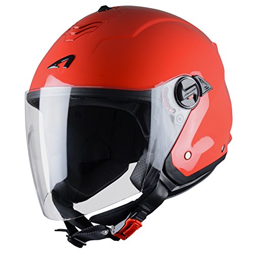 Astone Helmets - MINIJET S monocolor - Casque jet - Casque jet usage urbain - Casque compact - Coque en polycarbonate - Red M