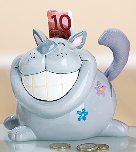 GILDE Spardose Sparbüchse Sparschwein Sparkatze Katze mit Schloß und Schlüssel, 14x12 cm