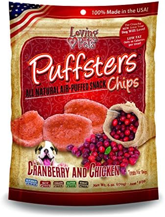 Puffsters Cranberry And Chicken Chips Dog Treats - Ideal For Puppies Through To Adult Dogs - Only 10 Calories Per Treat And No Additives Or Preservatives - Ideal For Training Your Dog