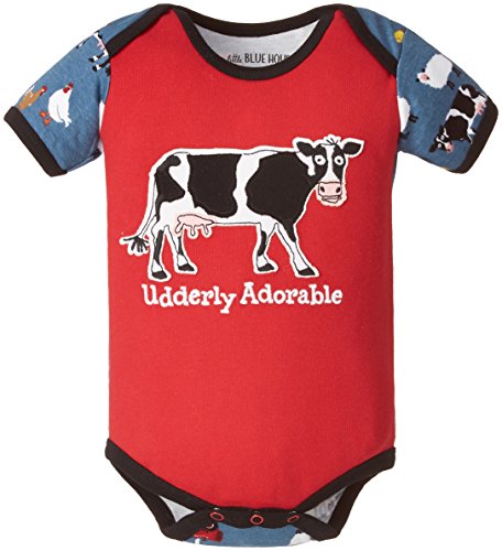 Hatley Baby Boys 0-24m Farmer Jack Envelope Neck One Piece Romper, Red, 3-6 Months (Manufacturer Size:3)