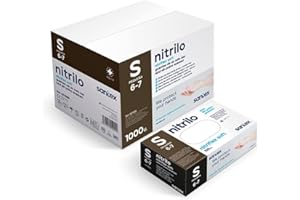 ABD Guantes de Nitrilo Azul Pack de 1000 Unidades, Resistentes al Desgarro, Antideslizantes, Sin Látex, Apto para Uso Alimentario, Cumplen EN 455 y EN 374 (Negro, Talla S)