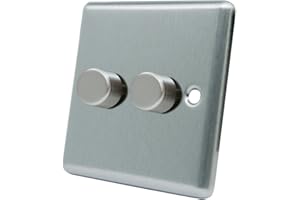 ALLIANCE ELECTRICAL AET CSC2GDIM40 Satin Chrome Classical 400W-10 Amp Double 2 Gang 2 Way 400W Light Dimmer Switch, 400 W, 240 V