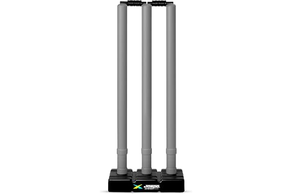 Jaspo Turbo Shot Plastic Wicket Set with Stand & Bails Standard Size Cricket Kit for All Ages Practice, Match & Box Cricket Equipment Tournament Quality Stumps (Color-Grey)