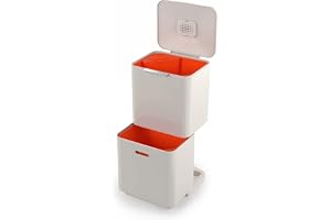 Joseph Joseph Totem Max - Köksavfallsbehållare med lock och luktfilter, Avfallsseparering återvinnings system med 3 fack, 60 L, Sten