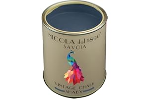 NICOLA VERNICI Vernice Vintage Chalk Shabby a Base di Acqua, per Interni ed Esterni, Aspetto Opaco, Made in Italy, Colore Savoia - Formato 1 lt