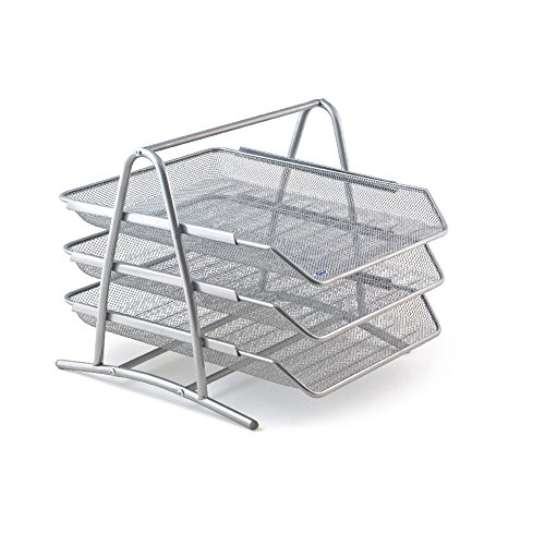 Briefablage Office mit 3 Fächern, Schreibtischablage, Drahtmetall, silber - 2