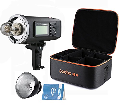 Godox Witstro AD600BM Bowens Mount Manual Versión al Aire Libre Flash + Godox Portátil Flash Bolsa de almacenamiento con Correa + Bowens Monte Reflector para Canon Nikon para Canon Nikon - Godox