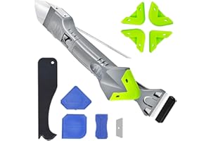 MIHUTU 5-in-1 Strumento per Calafataggio, Kit di Strumento di Sigillante, stainless steelhead Spatole 5 in 1, Raschietto in Silicone, lama di scorta per Raschietto per Rimozione per Sigillanti