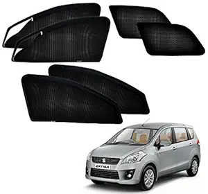 Kozdiko Zipper Magnetic Sun Shades Car Curtain for - Maruti Suzuki Ertiga Old Model - Black - Set of 6Pcs.