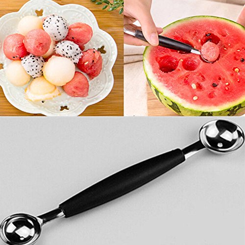 Sanwood Edelstahl Doppel Melone Eis Baller Scoop Obst Löffel Küche Werkzeug - 3