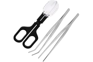 Supkeyer Strumento di alimentazione 3 in 1 Pinze per rettili di alimentazione per cricket Pinze per insetti Scooper, lucertola, ragno barbuto drago (nero)
