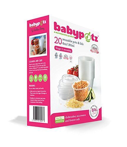 Babypotz - 20 180ml BPA Free Plastic Reusable Containers for Freezing Baby Food / Weaning Pots