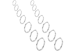 COYUN 7 Paar Kleine Creolen Ohrringe für Damen Herren, Silber Creolen Hypoallergene Silber cercle für Damen Knorpelschläfer Huggie Ohrringe, Piercing Schmuck Winzige Hoop Hinged Schläferohrringe
