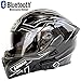Produktbild CAJUIXM Carbon Black Motorrad Bluetooth Helm, Vier Jahreszeiten Universal Doppel Objektiv Multifunktions Stimme Integralhelm, Eingebautes Kopfhörer Mikrofon, DOT Zertifizierung,M57~58cm