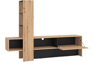 BIZZOTTO Parete, Rovere Anticato-Nero, 138,5 x 185,5 x 36,5