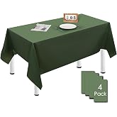 4 Pack Extra Large Rectangle Tablecloths 54 x 108 Inches Solid Color Wipe Clean Tablecloth Waterproof Oilproof Table Cover fo