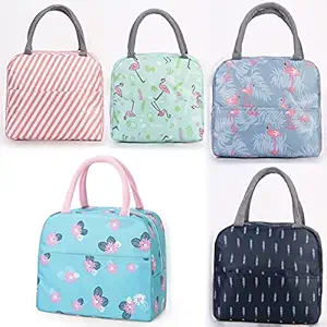 Kartcity Pattern Cooler Lunch Box Portable Insulated Canvas Lunch Bag Thermal Food Picnic Lunch Bags for Women Kids(Multicolor)