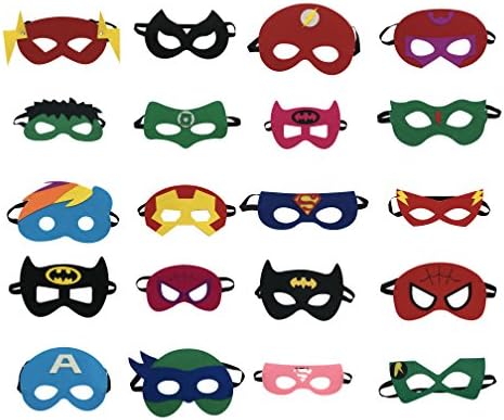 Superheroes Party Masks for Children (20-Pack) Costumes for Girls, Boys, Kids