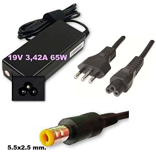Alimentatore carica-batteria 19V 3.42A 65W con spinotto 5.5x2.5mm per Notebook MSI U210 L230 L2100 L2300 X600 A4000 e Olivetti Olibook S1500 S1530 P1500 P1530 S1350 MT65S P35-W25AEU TN12T
